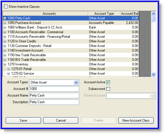 Chart Of Accounts For Retail Store