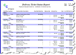 Delivery Ticket Status Report