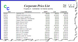 Inventory Corporate Price List
