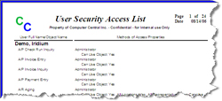 User Security Access List